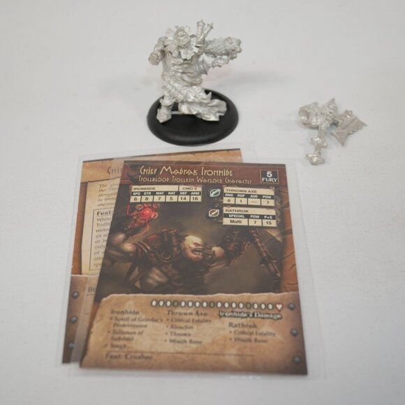 Warmachine/Hordes Trollblood Chief Madrak Ironhide Miniature With Cards - Picture 1 of 4